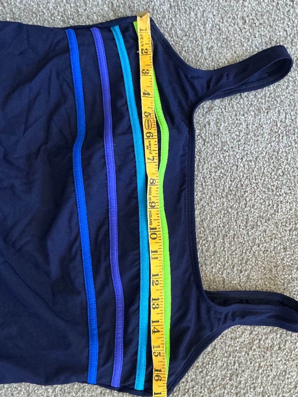 Slim Allure Blue Tankini Swim Swimsuit With Colorful Stripes - Picture 9 of 12